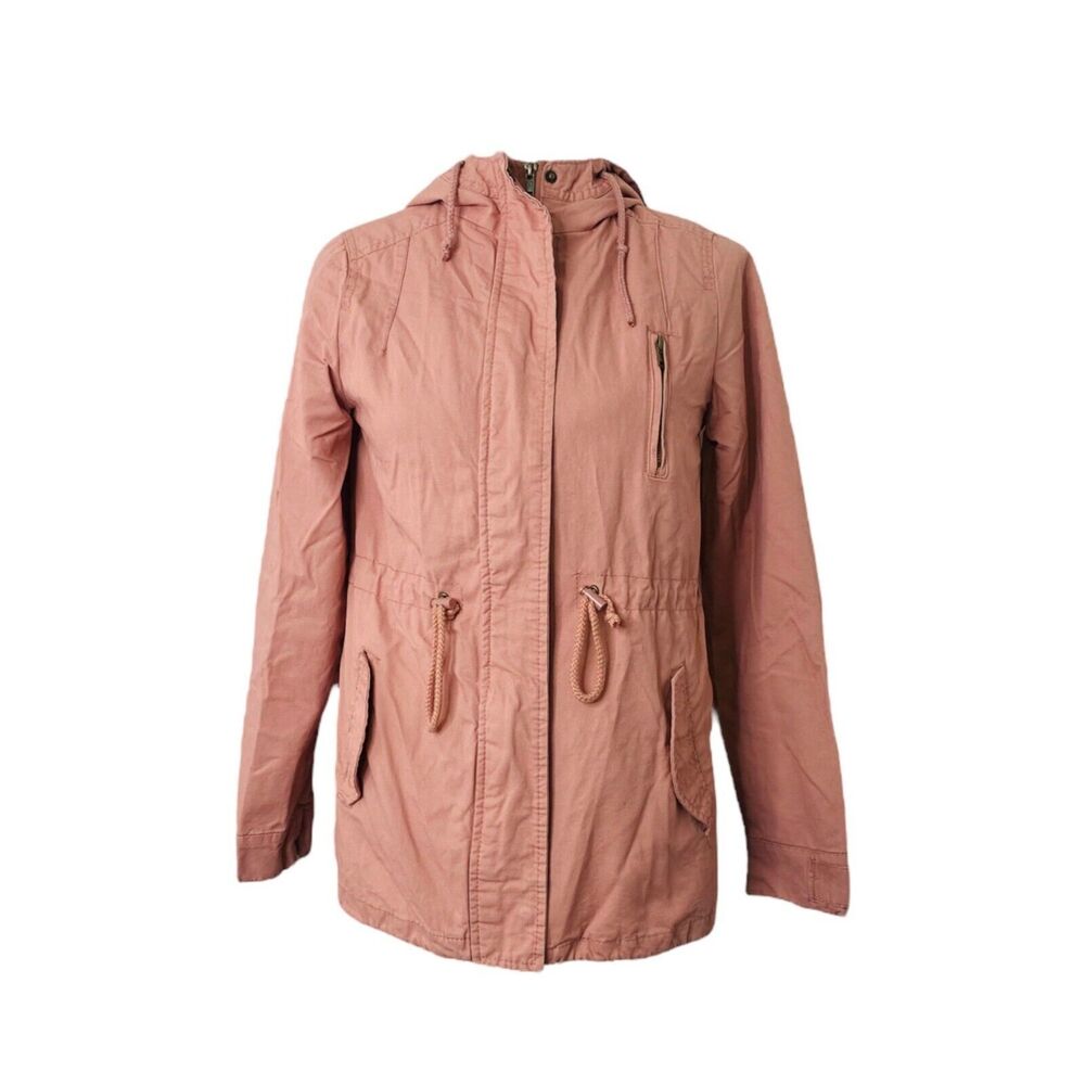 Papaya Women’s Jacket Pink Full Zip Hooded Pockets Outerwear Size Medium